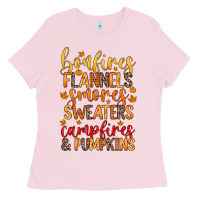 Bubblegum Pink bonfires flannels s'mores campfires and pumpkins Ladies Tee - Zillion Design Studio