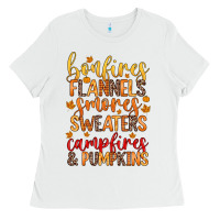 White bonfires flannels s'mores campfires and pumpkins Ladies Tee - Zillion Design Studio