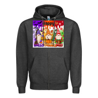 Charcoal Heather happy hallothanksmas gnomies Zipper Hoodie - MaliasSmallBusiness