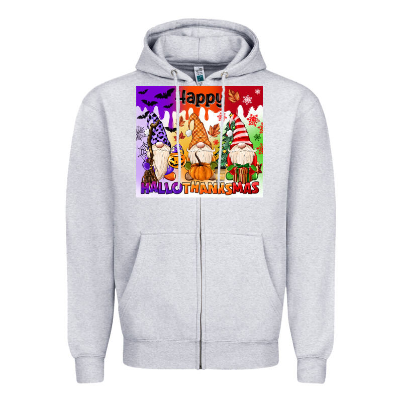 Happy Hallothanksmas Gnomies Zipper Hoodie by MaliasSmallBusiness | Teevron