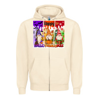 Sandshell happy hallothanksmas gnomies Zipper Hoodie - MaliasSmallBusiness