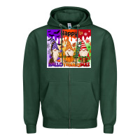 Sports Green happy hallothanksmas gnomies Zipper Hoodie - MaliasSmallBusiness