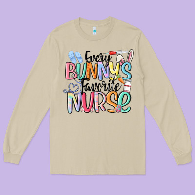 Every Bunny's Favorite Nurse Long Sleeve Tee Designed By Maliassmallbusiness