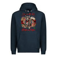 Navy Christmas life is better with a pittie Premium Hoodie - JahusDesignShop