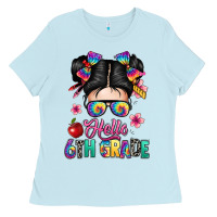 Baby Blue hello sixth grade kid Ladies Tee - texasbilliewilder