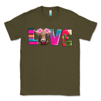 Army Green love with braunvieh cow Classic Tee - AdoDesignShop