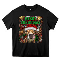 Black merry christmas heifer with cowbells Heavy Core Tee - RanaPortraitStore