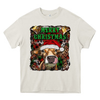 Cream merry christmas heifer with cowbells Heavy Core Tee - RanaPortraitStore