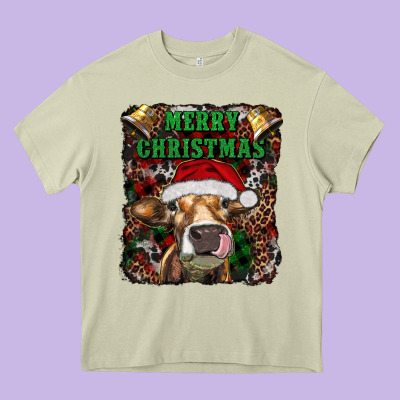 Merry Christmas Heifer With Cowbells Heavy Core Tee Designed By Ranaportraitstore