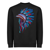 Black indian headdress with american flag Heavyweight Sweatshirt - BarkalooDesign