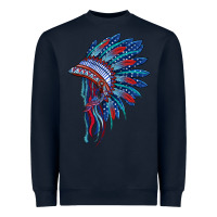 Navy indian headdress with american flag Heavyweight Sweatshirt - BarkalooDesign