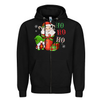 Black ho ho ho gnome santa coffee cup Zipper Hoodie - MaliasSmallBusiness