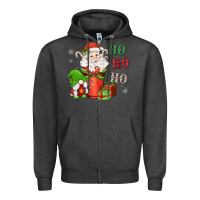 Charcoal Heather ho ho ho gnome santa coffee cup Zipper Hoodie - MaliasSmallBusiness