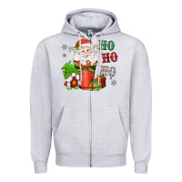 Heather Grey ho ho ho gnome santa coffee cup Zipper Hoodie - MaliasSmallBusiness
