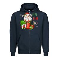 Navy ho ho ho gnome santa coffee cup Zipper Hoodie - MaliasSmallBusiness
