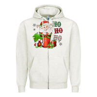 Oatmeal Heather ho ho ho gnome santa coffee cup Zipper Hoodie - MaliasSmallBusiness
