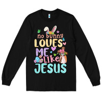 Black no bunny loves me like jesus Long Sleeve Tee - MaliasSmallBusiness