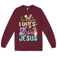 Burgundy no bunny loves me like jesus Long Sleeve Tee - MaliasSmallBusiness