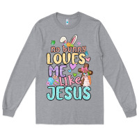 Heather Grey no bunny loves me like jesus Long Sleeve Tee - MaliasSmallBusiness