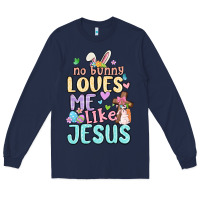 Navy no bunny loves me like jesus Long Sleeve Tee - MaliasSmallBusiness
