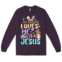 Plum no bunny loves me like jesus Long Sleeve Tee - MaliasSmallBusiness