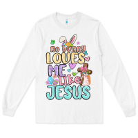 White no bunny loves me like jesus Long Sleeve Tee - MaliasSmallBusiness