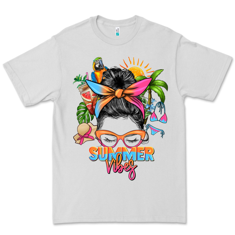 Summer Vibes Messy Bun Premium Tee by Zillion Design Studio | Teevron