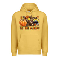 Antique Gold Tis' the season Football yellow helmet Premium Hoodie - NancyCooperArtShop