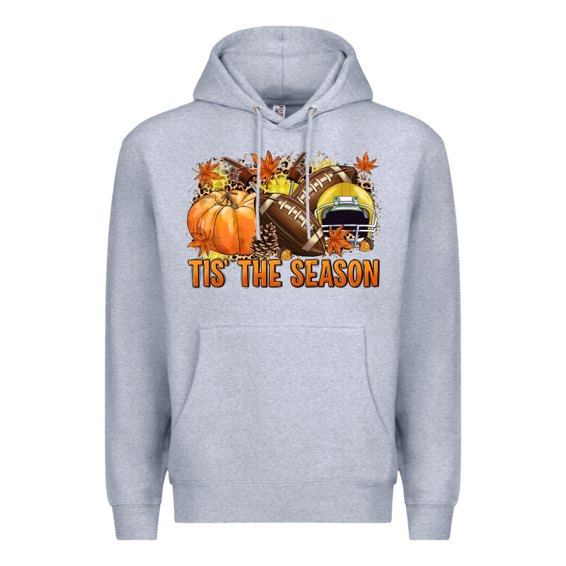 Tis' The Season Football Yellow Helmet Premium Hoodie by NancyCooperArtShop | Teevron