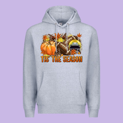 Tis' The Season Football Yellow Helmet Premium Hoodie Designed By Nancycooperartshop