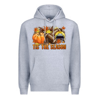 Heather Grey Tis' the season Football yellow helmet Premium Hoodie - NancyCooperArtShop