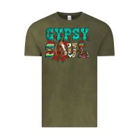 Vintage Olive western gypsy soul horse roses serape aztec leopard Vintage Tee - Artiststas
