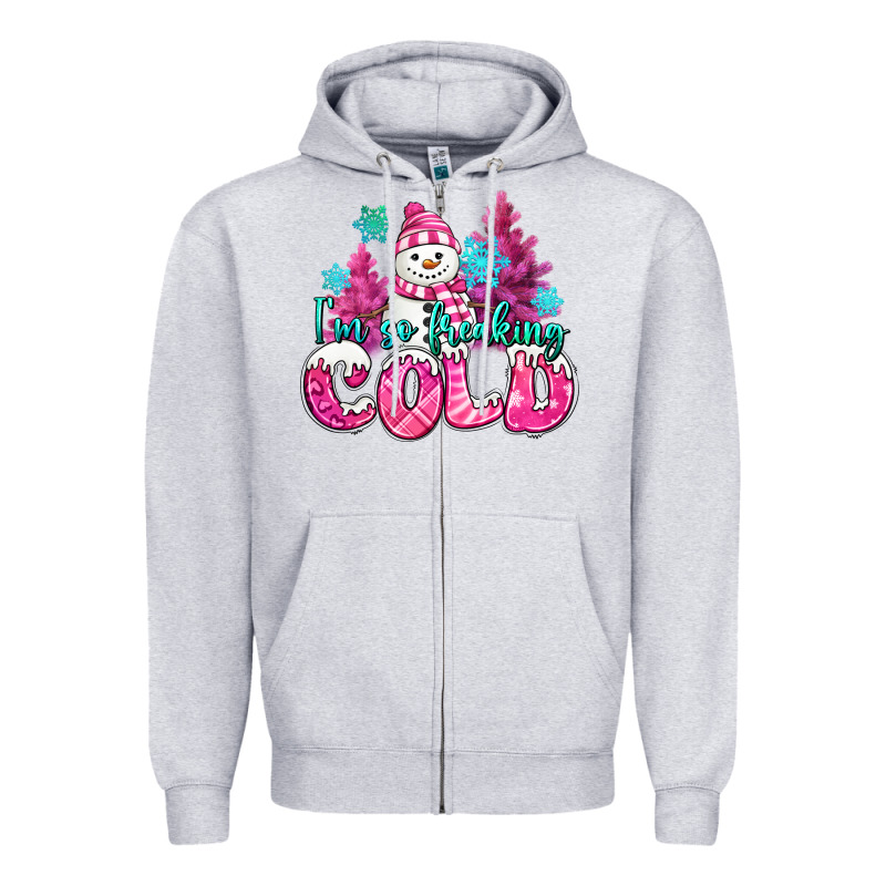 Im So Freaking Cold Pink Christmas Snowman Zipper Hoodie by MaliasSmallBusiness | Teevron
