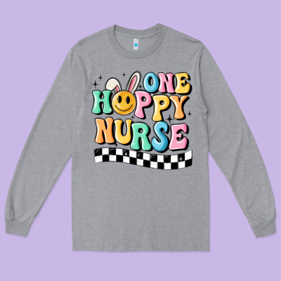 One Happy Nurse Long Sleeve Tee Designed By Maliassmallbusiness