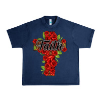 Navy faith floral cross Urban Heavy Tee - NancyCooperArtShop