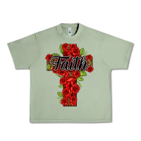 Oil Green faith floral cross Urban Heavy Tee - NancyCooperArtShop