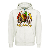 Oatmeal Heather happy holidays with christmas tree Zipper Hoodie - MaliasSmallBusiness
