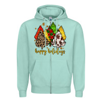 Seafoam happy holidays with christmas tree Zipper Hoodie - MaliasSmallBusiness