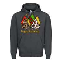 Smoke happy holidays with christmas tree Zipper Hoodie - MaliasSmallBusiness