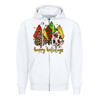 White happy holidays with christmas tree Zipper Hoodie - MaliasSmallBusiness