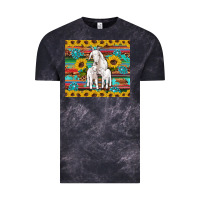 Cloud Black goats mom and baby sunflowers gemstones serape leopard glitter wooden Vintage Tee - Artiststas