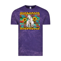 Cloud Purple goats mom and baby sunflowers gemstones serape leopard glitter wooden Vintage Tee - Artiststas