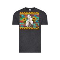 Vintage Black goats mom and baby sunflowers gemstones serape leopard glitter wooden Vintage Tee - Artiststas