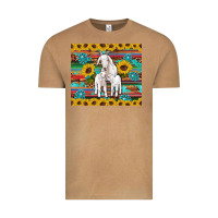 Vintage Camel goats mom and baby sunflowers gemstones serape leopard glitter wooden Vintage Tee - Artiststas