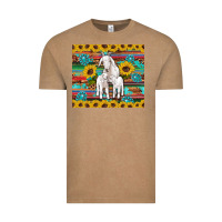 Vintage Coffee goats mom and baby sunflowers gemstones serape leopard glitter wooden Vintage Tee - Artiststas