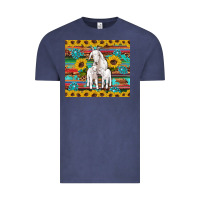 Vintage Denim goats mom and baby sunflowers gemstones serape leopard glitter wooden Vintage Tee - Artiststas