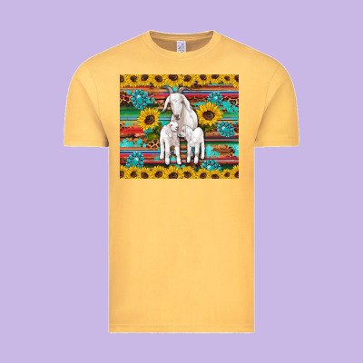 Goats Mom And Baby Sunflowers Gemstones Serape Leopard Glitter Wooden Vintage Tee Designed By Artiststas