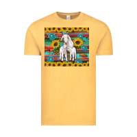 Vintage Mustard goats mom and baby sunflowers gemstones serape leopard glitter wooden Vintage Tee - Artiststas