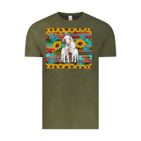 Vintage Olive goats mom and baby sunflowers gemstones serape leopard glitter wooden Vintage Tee - Artiststas