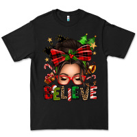 Black christmas believe afro messy bun Premium Tee - texasbilliewilder